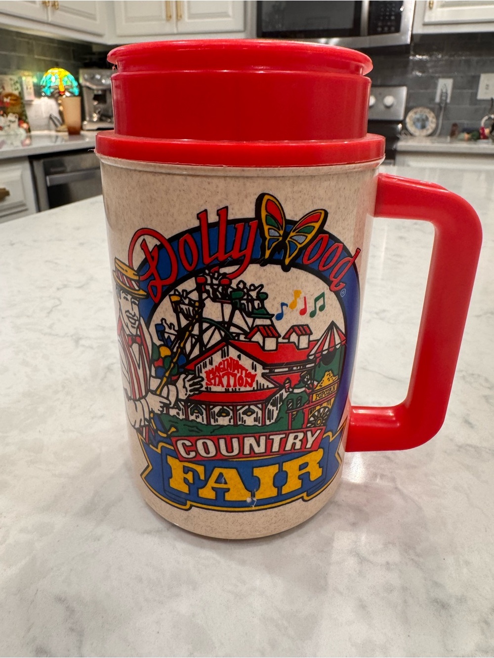 Vintage Dollywood Country Fair Thermo Whirley Souvenir Mug Made USA